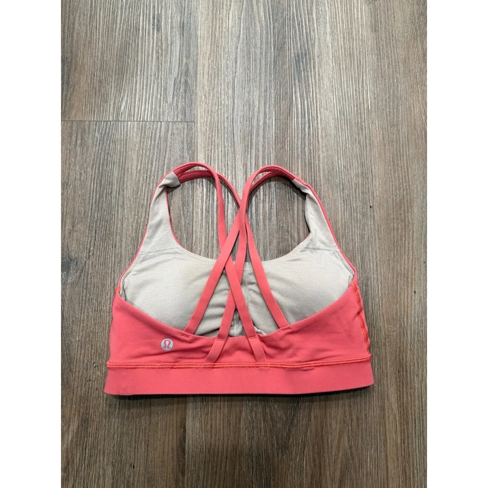 Lululemon Energy Bra Coral Pink Strappy Back Sports Bra Size 4 W2AR0S